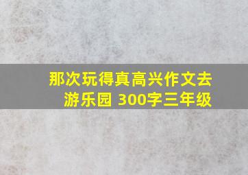 那次玩得真高兴作文去游乐园 300字三年级